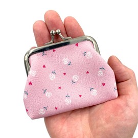 MDSTYLE Kiss-Lock Coin Purse for Women, Girls, Kids - Cute Change Purses - Small Coin Pouch - Mini Change Holder - Tiny Coin Wallet, Rose (Pink), Kiss-lock Coin Purse