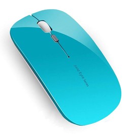 Uciefy Q5 Slim Rechargeable Wireless Mouse, 2.4G Optical Silent Ultra Thin Wireless Computer Mouse with USB Receiver and Type C Adapter, Compatible with PC, Laptop, Desktop (Blue)