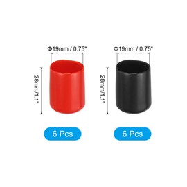 PATIKIL 19mm Round Rubber Caps, Pack of 12 Vinyl Screw Cover Caps Flexible Screw Thread Protective Caps for Metal Pipe and Studs, Black/Red