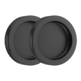 uxcell 2PCS Round Shower Glass Sliding Door Handles, 0.6" Aluminum Alloy Back-to-Back Bathroom Door Handles, Paste Stick-on Fixing Shower Pulls Door Pocket Sliding Knobs, Black