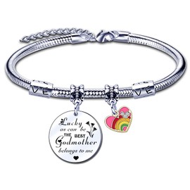 ZYMGUO Godmother Bracelet Gifts,"Lucky as can be the best godmother belongs to me"Knot Bangle Bracelet with Charm, for Godmothers