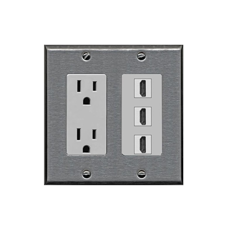 RiteAV - 15 Amp Power Outlet 3 Port HDMI Decorative