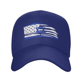 Israel American Flag Combination Baseball Cap Adjustable Size for Running Workouts and Outdoor Activities All Seasons Blue
