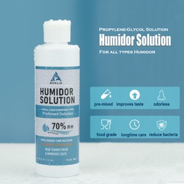 Humidor Solution for Cigar Humidor Aunlix Cigar Humidifier Solution (200ml x 2 Bott) Humidity Control packs at 70% RH,Propylene Glycol Premixed Liquid Refill Cigar Humidifier,Travel Portable