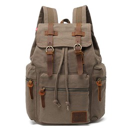High Capacity Canvas Vintage Backpack - for Hiking Travel 12-15" Laptop Backapcks for Men Casual Daypacks School bag Rucksack (M-Army Green)
