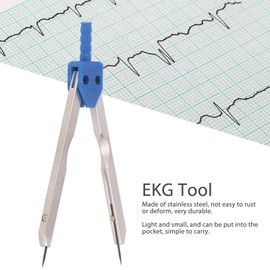 Telituny Medical Vernier Caliper, ECG Caliper, 0-2.4 Inch Stainless Steel Measuring Ruler, ECG Divider, Ruler, Measuring Tool for Measurement, Nursing, Measuring Electrocardiographs with Adjustable Screws (Blue)