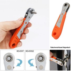 Magnetic Ratchet Wrench, 1/4 Inch Ratchet Reversible Screwdriver, with 10 Pieces Various Screwdriver Bits, Reversible Screwdriver Over Corner, Mini Ratchet Wrench, for Gadgets, Cars, Homes