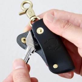 Polcolosso Compact Key Case, Original Tochigi Leather, Made in Japan, Genuine Leather, Black