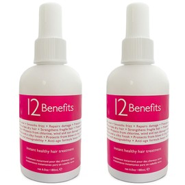 12 Benefits Leave-In Conditioner Spray + Salon-Quality Repair & Shine + 12-in-1 Professional Hair Treatment + Heat Protection + Anti-Frizz + Detangles & Strengthens + Instant Healthy Hair,(Pack of 2)