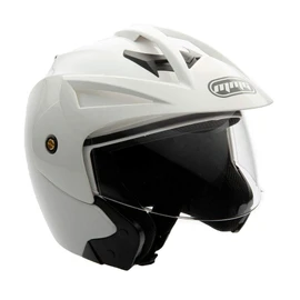 MMG (Model 20) Motorcycle Open Face Helmet DOT Street Legal - Flip Up Clear Visor (XL, White)