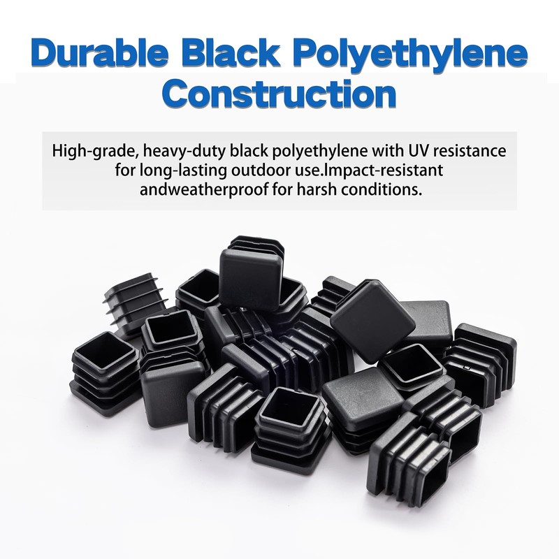 3/4" Square Tubing End Caps (20-Pack) - Durable Plastic Pipe
