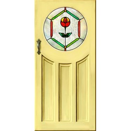 next.design Noren Japanese Doorway Curtain for Wall Hanging with a Picture of Wooden Stained Glass Door Printed on it (Pastel Yellow)