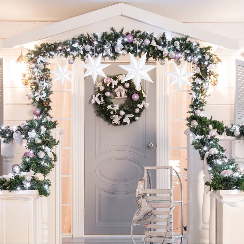 ELECLAND 6 Pcs Wedding Hanging Star Decoration White 7 Pointed