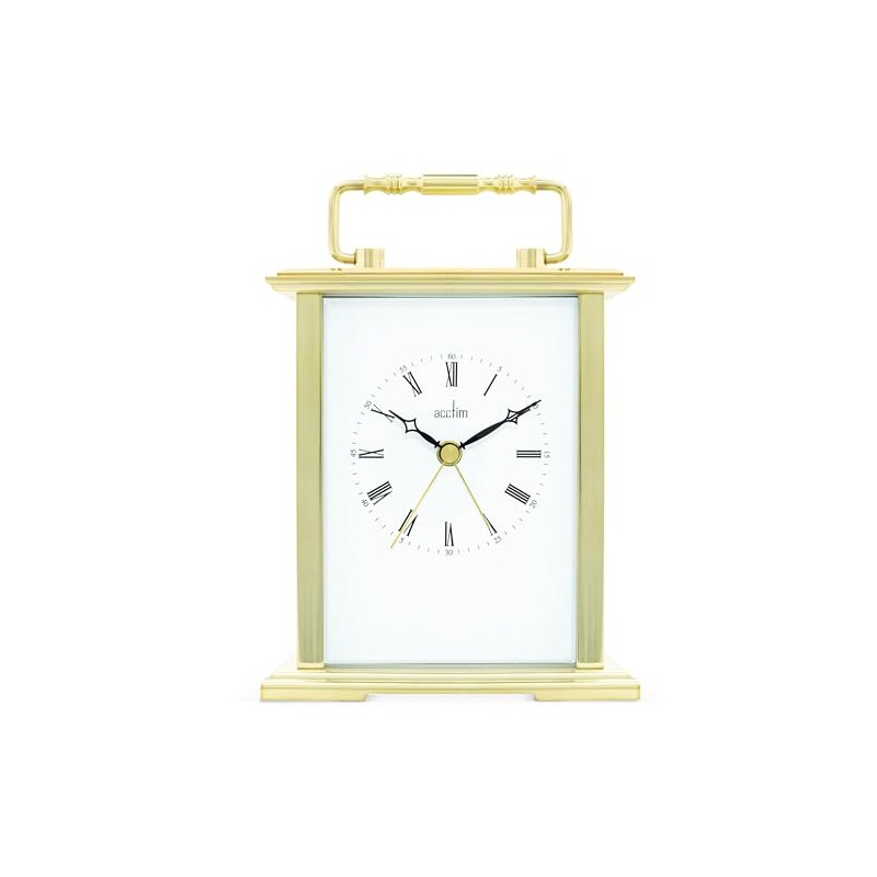 Acctim Gainsborough Mantel Clock Quartz Polished Metal Carriage Clock Energy