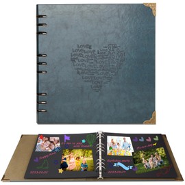 Tongsunna Blue Self Adhesive Photo Album, 60 Pages, 10.8 x 10.8 x 10.8 in, Suitable for 3x5 4x6 5x7 6x8 Inch Photos