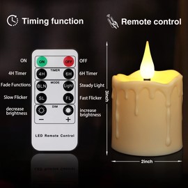 yunsheng Rechargeable Flameless Votive Candles with Remote Timer, D2 x H3 inches in/Outdoor Waterproof Flameless Flickering Electric Candles, 3D Wick Battery Operated LED Tea Lights, Set of 6, Ivory