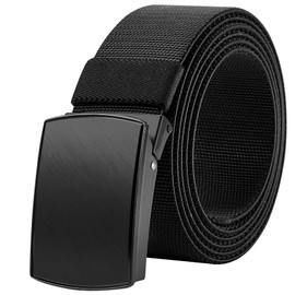 Bluecton Men's Belt Plus Size 120-180 cm Stretch Belt Elastic Fabric Belt Men's Belt Black Cut to Size, black