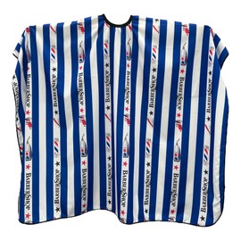 Gabri Professional Barber Cape Gown - Premium Hairdressing Cape for Hair Salon - Waterproof Hair Cutting Capes and Gowns for Barber Shops 160cm (L) x 140cm (W)) (Blue & White Stripes)
