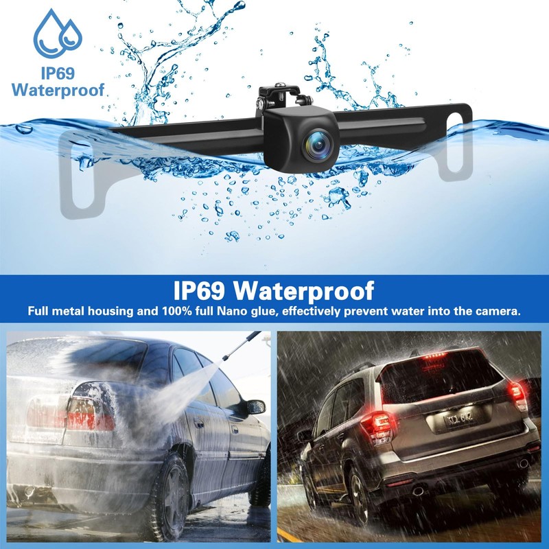 Kairiyard License Plate Backup Camera with 5in Monitor, 170 Degree