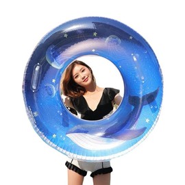 Float Ring for Adults, Exhilarating Float, Glitter, Whale Pattern, O-Shaped, Swimming, Beach, Pool, Summer, Vacation, Outdoors, Includes Handle