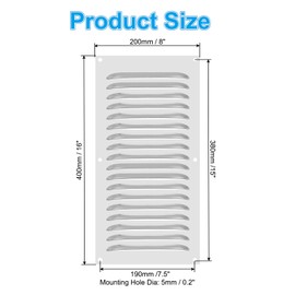 PATIKIL 8 x 16 Inch Stainless Steel Vent Cover, Screen Air Grille Ventilation Cover HVAC Louvered Grill for Home Kitchen Fireplace Bathroom Wall Ceiling, Silver Tone