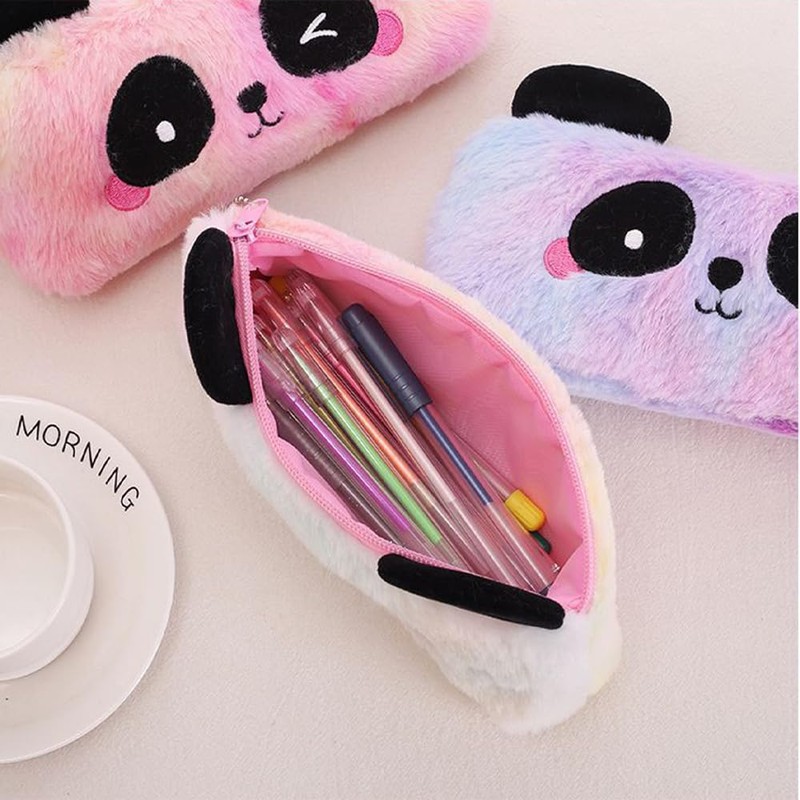 BetterJonny 2 Pack Plush Pencil Case, Cute Rainbow Pencil Case,