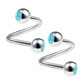 KJM Fashion 2 x Surgical Steel Twister Spiral Lip Earrings 1.2 mm 16 g, Metal