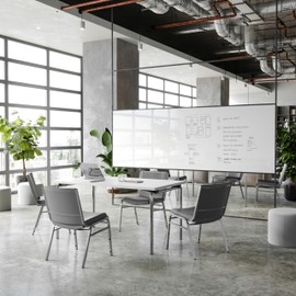 Flash Furniture Hercules Heavy-Duty Vinyl Lobby Chair with Ganging Bracket and Cushioned Seat, Stacking Chair for Waiting Rooms/Offices, Gray