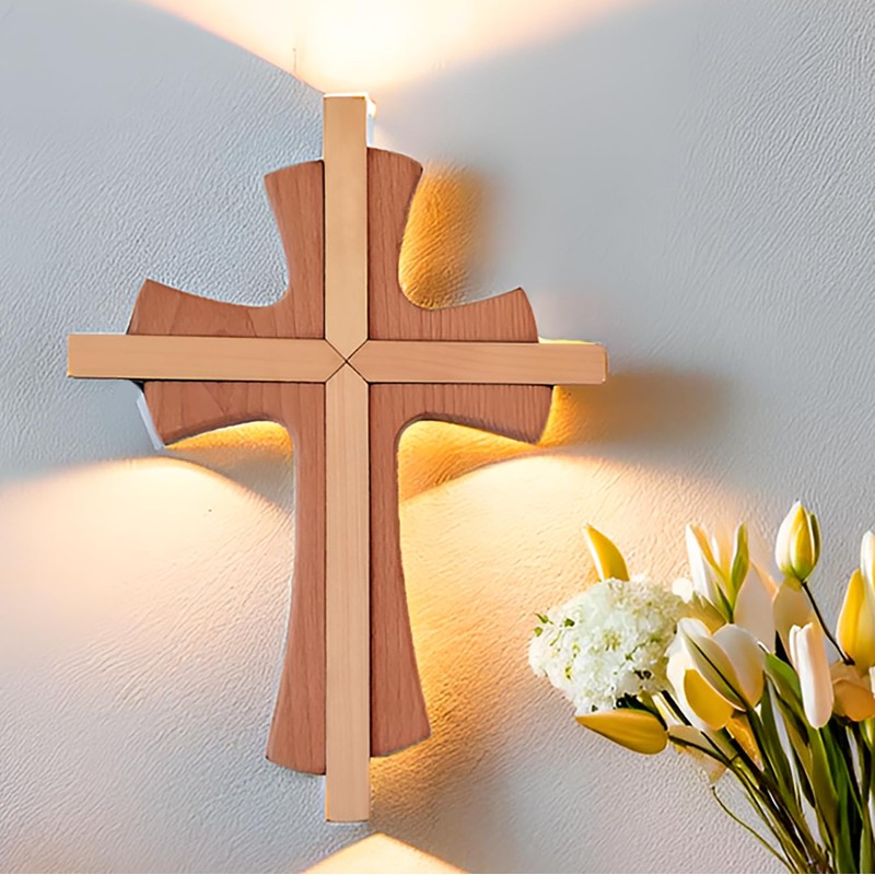 Kaltner Präsente Geschenkidee - Wandkreuz Echtes Holz Buche Kreuz Kruzifix