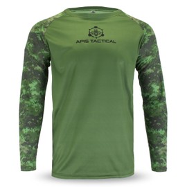 Apis Tacical - All-Season Base Layer - Mens Undershirts for Beekeeping & Outdoors - Moisture-Wicking Long Sleeve Undershirt for Hiking, Skiing, & More - for Men & Women - Green/Camo - M