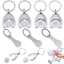 SHENSAIGO Pack of 7 Shopping Trolley Remover, 3 Size Shopping Trolley Tokens, Stainless Steel Shopping Trolley Token, Removable Shopping Trolley Token for Shopping Decoration