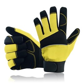 Safety Work Gloves Durable Hand Protection Mechanic Gardening Builder Cut Multipurpose DIY Maintenance Adjustable Gloves (L, Yellow)