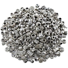 KYEYGWO 230 g Assorted Alloy Bead Spacer, Tibetan Style European Beads for Jewellery, DIY, Bracelets, Charms, Alloy Steel