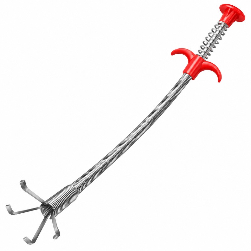 60cm Flexible Drain Snake with 4-Claw Grabber – Spring-Loaded Pipe