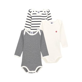Petit Bateau Unisex Baby Striped Bodysuit with Long Sleeves (Pack of 3), Variant 1
