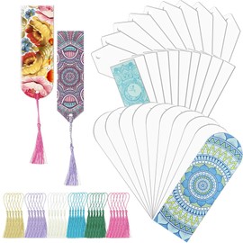 146 PCS Acrylic Bookmark Blanks Bulk Clear Acrylic Craft Bookmarks with 72PCS Colorful Tassels and 2 Rolls of Twine Strings for DIY Bookmarks Crafts Hanging Tag Graduation Gifts, 3 Shape