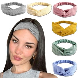 STGDAK Headband Twist Knotted Head Scarf Solid Color Headbands For Women Non Slip Head Bands Elastic Headwraps Yoga Workout Turban Criss Cross Hair Band Boho Bandana Hair Accessories For Women Girls