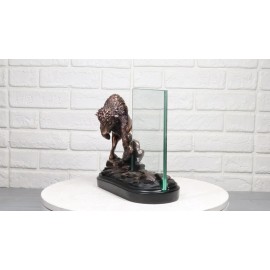 Ebros Gift Angry Native American Bison Buffalo Bronzed Figurine With 6X4 Glass Photo Frame