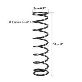sourcingmap Compression Spring - 1.2mm Wire Dia , 13mm OD , 50mm Free Length Spring Steel Extension Spring,Black,10Pcs