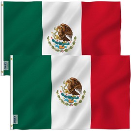 ANLEY Pack of 2 Fly Breeze 3x5 Foot Mexico Flag - Vivid Color and UV Fade Resistant - Canvas Header and Double Stitched - Mexican MX National Flags Polyester with Brass Grommets 3 X 5 Ft