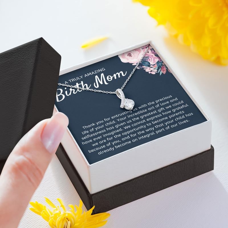 Birth Mom Necklace Message Card Box Alluring Standard - Thank