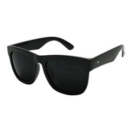 ShadyVEU Super Dark Round Sunglasses UV400 Casual Blacked Out 80's Retro Shades, Glossy Black Style 2