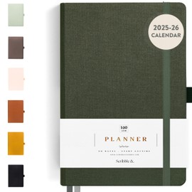 Scribble & Dot® A Daily Planner, Weekly and Monthly Planner | Achieve Your Goals With This Daily Productivity Planner, A5 size, Hardcover Agenda. Start Anytime (Forest)