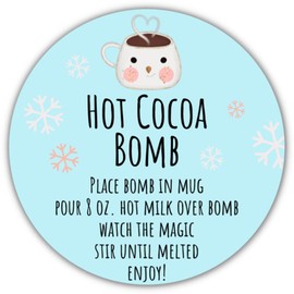 Hot Cocoa Bomb Stickers Hot Chocolate Bomb Directions Christmas Winter Packaging Labels 2-inch 40-Count 2 Sheets