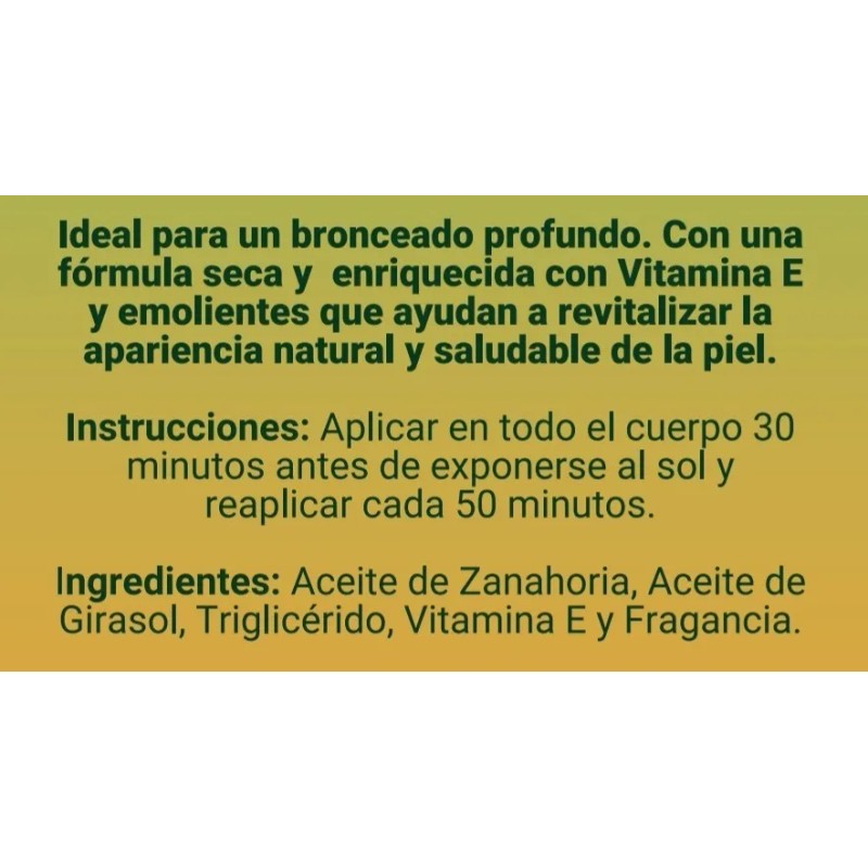 Aceite Bronceador De Zanahoria Tamaño De Viaje 60 Ml.
