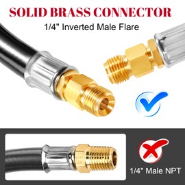 GasSaf 24 inch RV Propane Hose, 1/4" Inverted Camper Propane Hose Connect to 2-Stage Auto Changeover Regulator for RVs, Campers & Trailers (2 pcs)