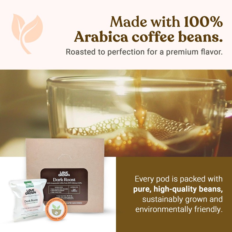 Love Grown Compostable Coffee Pods - Compatible with Single-Serve Brewing