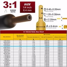 CUBEFELLER® 3:1 Ratio 1/4 Inch (6.4mm) Yellow Heat Shrink Tubing - 20ft (6.1M Total Length), Marine Grade Waterproof Adhesive Lined, Insulation Sealing Oil-Proof Wear-Resistant,ET2064Y