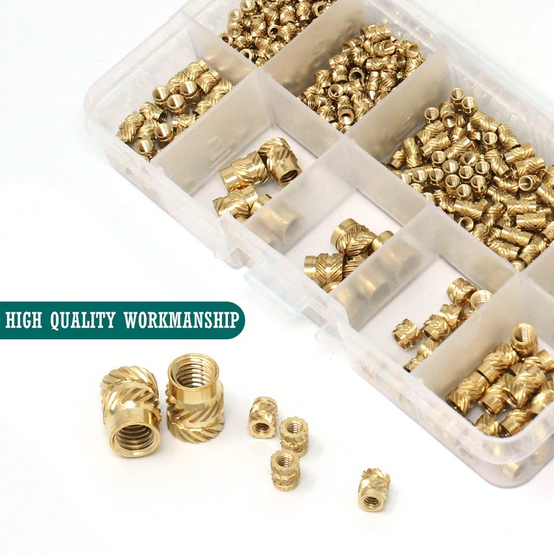 Wkmamo Pack of 400 Threaded Inserts, Female Thread Knurled Brass