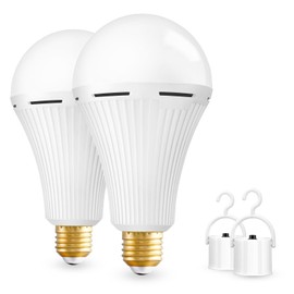 Rhomba A19 Rechargeable Led Bulb 15 Watt Equiv., LED Battery Light Bulb Emergency Backup Bulb Power Outage Outdoor Project 1500LM 1200mAh E27/E26 (2 Pack)